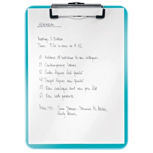 WOW folder with metal clip. Made in PS. DIN A4, turquoise