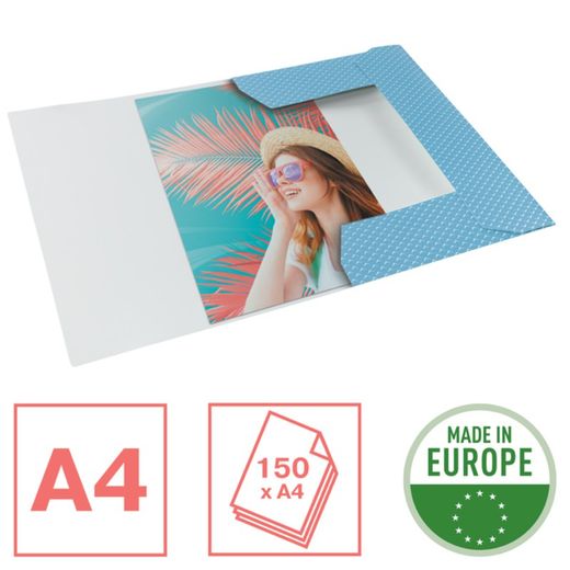 Colour'Breeze A4 cardboard 3-flap folder, blue