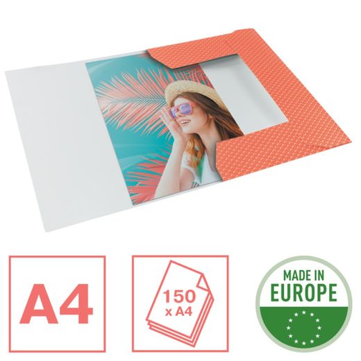 Colour'Breeze A4 cardboard 3-flap folder, coral