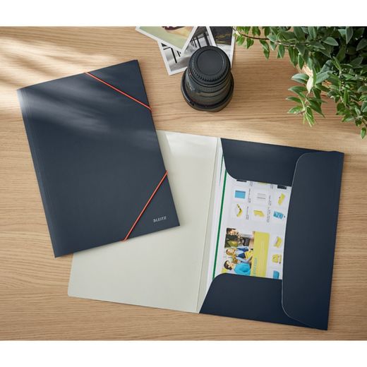 Leitz Cosy map met 3 kleppen. DINA4. karton, grijs