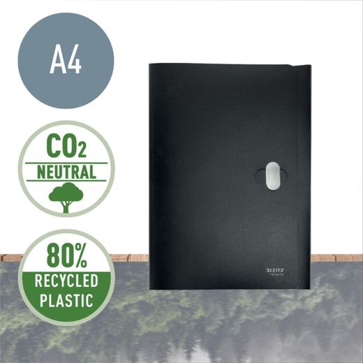 Cartella Leitz Recycle 3 a ribalta. PP Con 3 lembi. DIN A4, nero