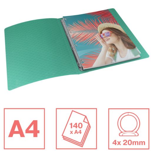 Esselte Colour'Breeze PP ring binder. 4 round rings of 25 mm. DIN A4, green