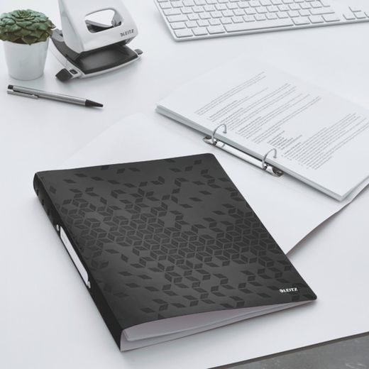 Classeur à anneaux WOW. P. P. 2 anneaux ronds de 25 mm. DIN A4, noir