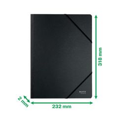 Pappmappe mit Leitz Recycle Gummibändern. 100 % recycelbar. DIN A4, schwarz