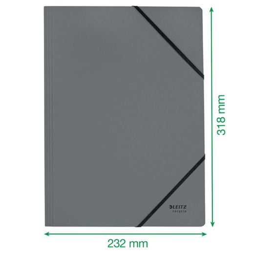 Dossier en carton avec gommes Leitz Recycle. 100% recyclable. DIN A4, vert