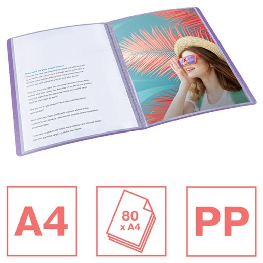 Esselte Colour'Breeze PP sleeve folder. Flexible caps. 40 covers. DIN A4, lavender