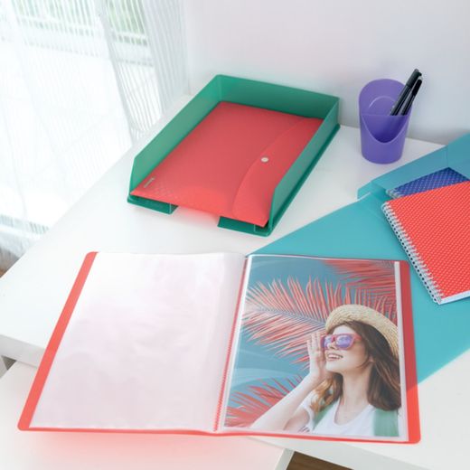 Esselte Colour'Breeze PP sleeve folder. Flexible caps. 60 covers DIN A4, green