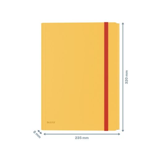 Cartella in gomma Leitz Cosy. PP Con 3 pattine e tasca interna con cerniera. DIN A4, giallo