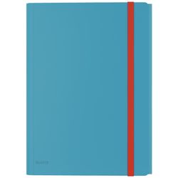 Carpeta de gomas Leitz Cosy.  PP. Con 3 solapas y bolsillo interior c/ cierre. DIN A4, azul