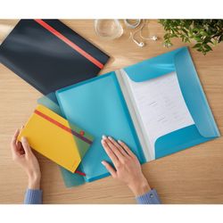 Cartella in gomma Leitz Cosy. PP Con 3 pattine e tasca interna con chiusura. DIN A4, blu