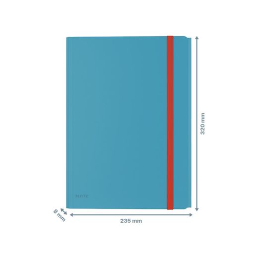 Cartella in gomma Leitz Cosy. PP Con 3 pattine e tasca interna con chiusura. DIN A4, blu