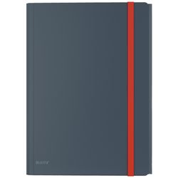 Carpeta de gomas Leitz Cosy.  PP. Con 3 solapas y bolsillo interior c/ cierre. DIN A4, gris