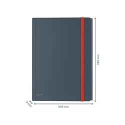 Cartella in gomma Leitz Cosy. PP Con 3 pattine e tasca interna con cerniera. DIN A4, grigio