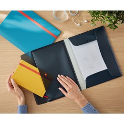 Cartella in gomma Leitz Cosy. PP Con 3 pattine e tasca interna con cerniera. DIN A4, grigio