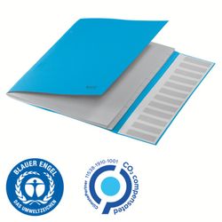Trieur de carton Leitz Recycle à 12 onglets. 100% recyclable. DIN A4, bleu
