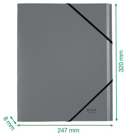 Trieur de carton Leitz Recycle à 12 onglets. 100% recyclable. DIN A4, bleu