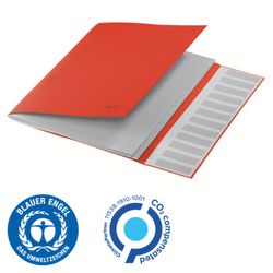 Leitz Recycle kartonnen sorteerder met 12 tabbladen. 100% recyclebaar. DIN A4, rood