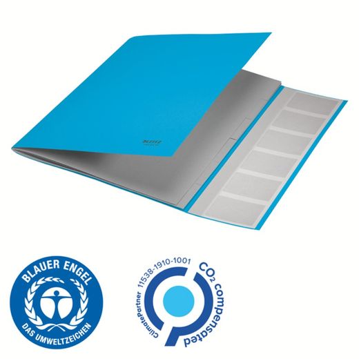 Trieur à 6 onglets en carton Leitz Recycle. 100% recyclable. DIN A4, bleu