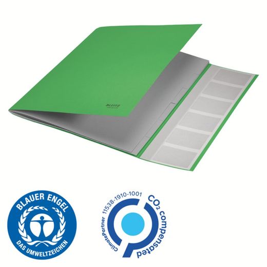 Trieur à 6 onglets en carton Leitz Recycle. 100% recyclable. DIN A4, vert