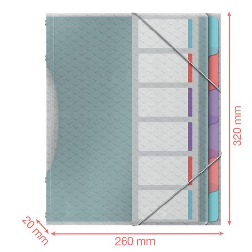 Esselte Colour'Breeze PP sorter. With 6 dividers with index, multicolored