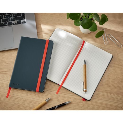 Leitz Cozy hardcover notebook, 80 sheets, squared, DIN A5, gray