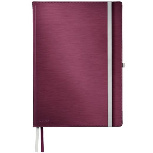 Leitz Style Hard Cover Notebook, 80 Sheets Horizontal Ruled, DIN A4, Garnet Red