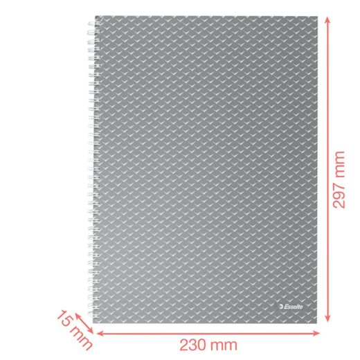 Wire notebook with Colour'Breeze A4 cardboard covers, lined, coral