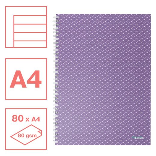 Quaderno a filo con copertine in cartoncino Colour'Breeze A4, a righe, color lavanda