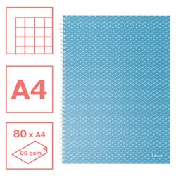 Cahier Wire avec couvertures cartonnées Colour'Breeze A4, quadrillé, bleu