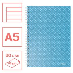 Draadnotitieboek met Colour'Breeze A5 kartonnen omslagen, gelinieerd, blauw