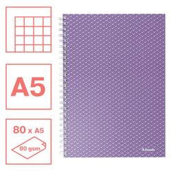 Wire notebook with cardboard covers Colour'Breeze A5, squared, lavender