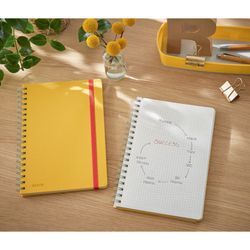 Wiro Leitz Cozy notebook. Hard covers. 80 sheets squared, DIN B5, yellow