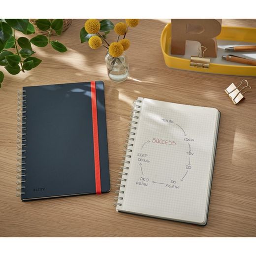 Wiro Leitz taccuino accogliente. Copertine rigide. 80 fogli quadrati, DIN B5, grigio