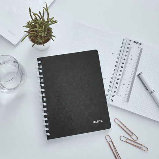 Quaderno Wiro Leitz WOW. PP 80 fogli griglia 5, DIN A5, nero