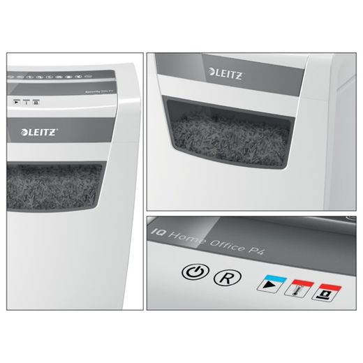 Destructora Leitz IQ Home Office P4, blanco/plata