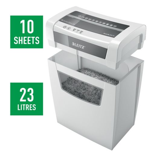 Destructora Leitz IQ Home Office P4, blanco/plata