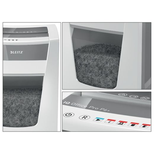 Destructora Leitz IQ Office Pro P6+, blanco/plata