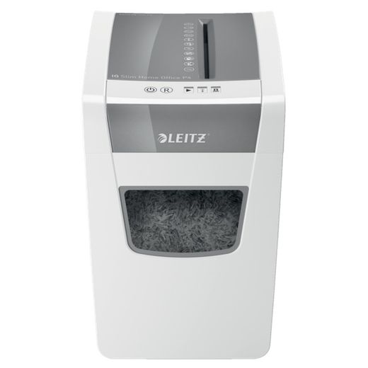 Distruggidocumenti Leitz IQ Slim Home Office P4, Bianco/Argento