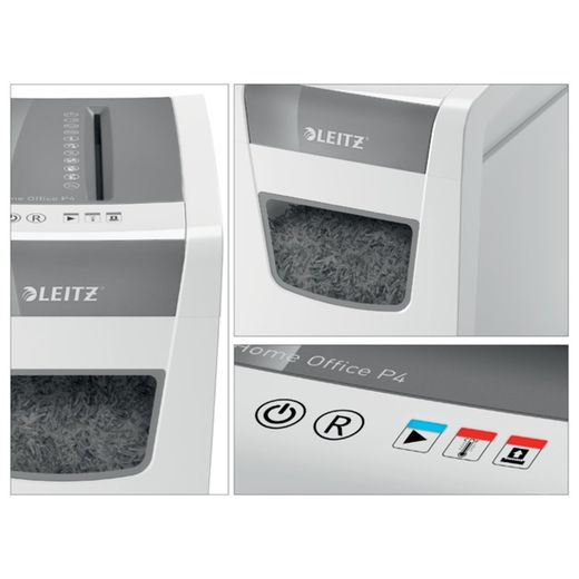 Distruggidocumenti Leitz IQ Slim Home Office P4, Bianco/Argento