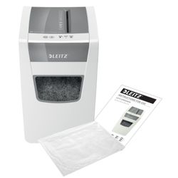 Distruggidocumenti Leitz IQ Slim Home Office P4, Bianco/Argento