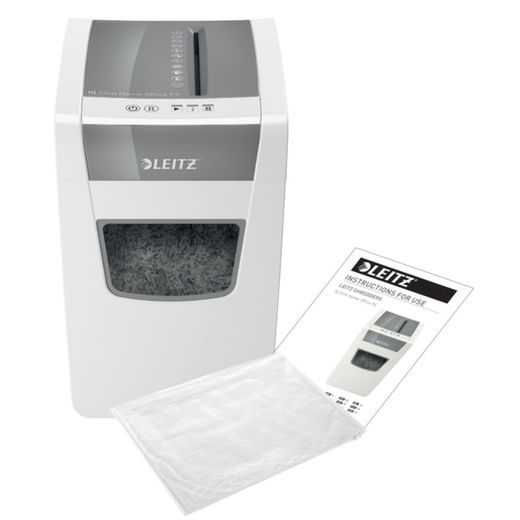 Distruggidocumenti Leitz IQ Slim Home Office P4, Bianco/Argento