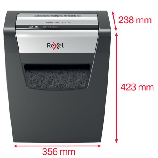 Rexel Momentum X410 makuleringsmaskine, sort/sølv