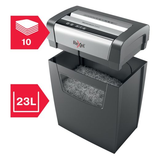 Rexel Momentum X410 makuleringsmaskine, sort/sølv