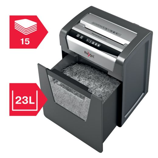 Rexel Momentum X415 papiervernietiger, zwart/zilver