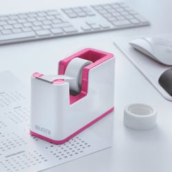 Leitz WOW DUAL Adhesive Tape Dispenser, Fuchsia/White