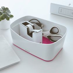 Leitz WOW DUAL Adhesive Tape Dispenser, Fuchsia/White