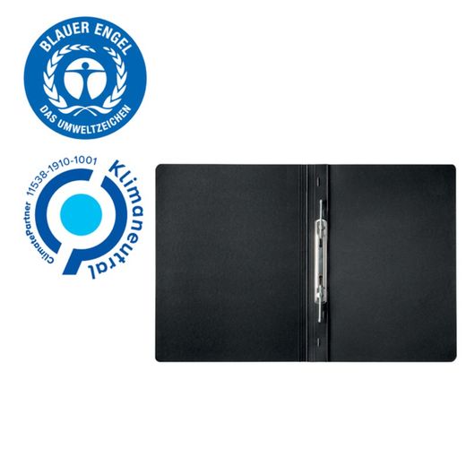 Tekturowe dossier Leitz Recycle ze spiralnym klipsem. W 100% nadaje się do recyklingu. DIN A4, czarny