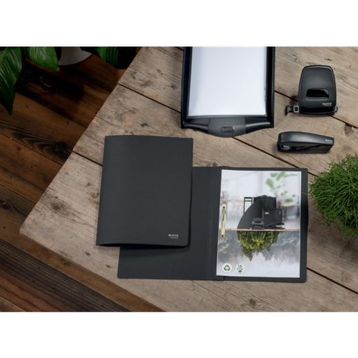 Dossier di fissaggio in cartone Leitz Recycle con meccanismo in metallo. 100% riciclabile. DIN A4, nero