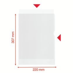 Dossier per unghie Essente (scatola da 100). PP riciclato 100 micron, scorza d'arancia. DIN A4, trasparente.