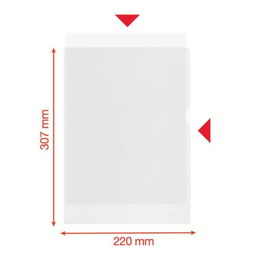 Dossier per unghie Essente (scatola da 100). PP riciclato 100 micron, scorza d'arancia. DIN A4, trasparente.
